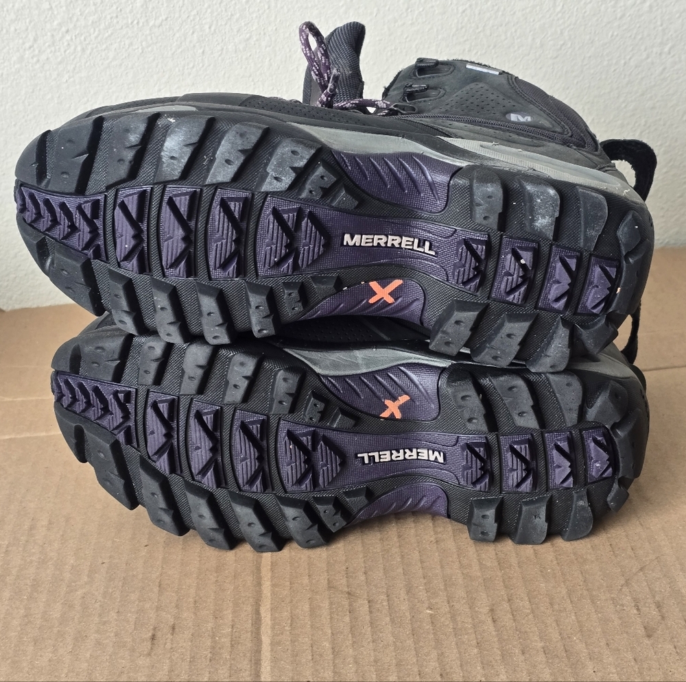 Merrell Whiteout 8 Boots Waterproof Hiking Black Purple Women's 8.5 - Picture 3 of 5